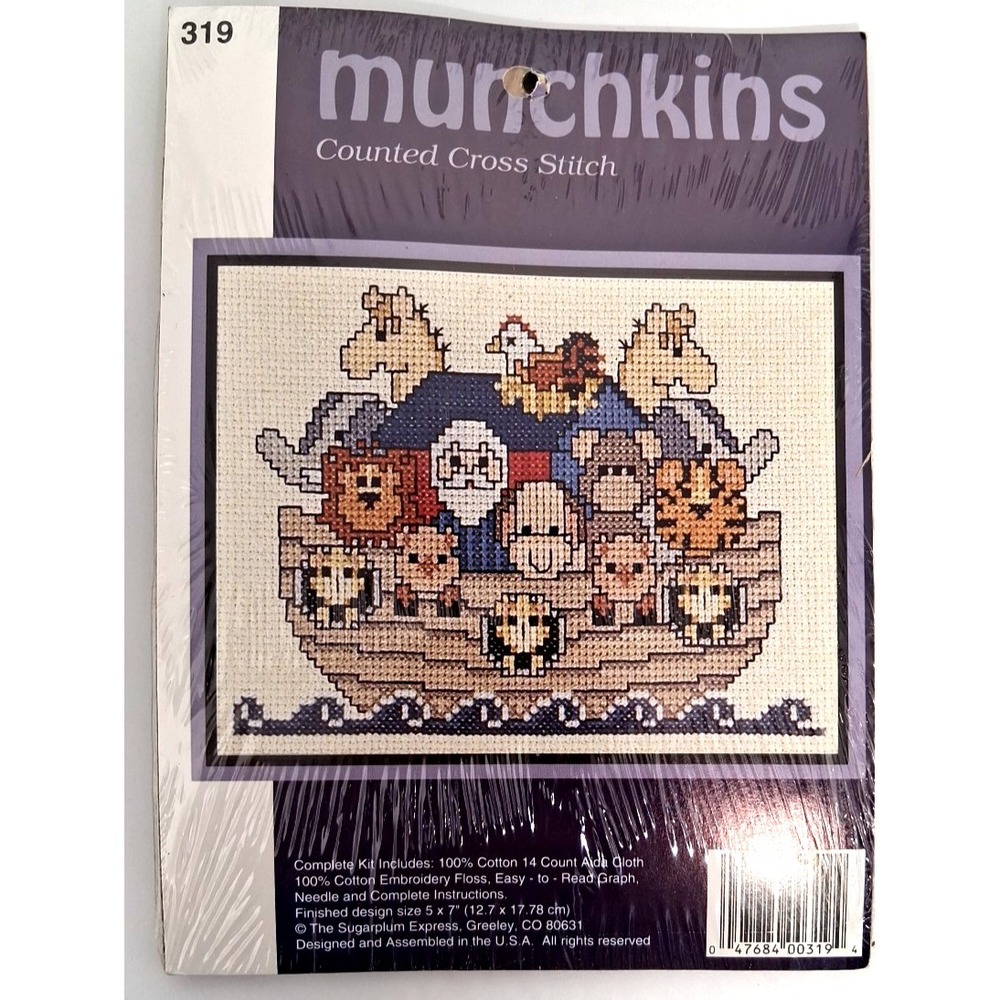 Noah's Ark Counted Cross Stitch Kit Munchkins #319 Animals Ark Finished 5x7"